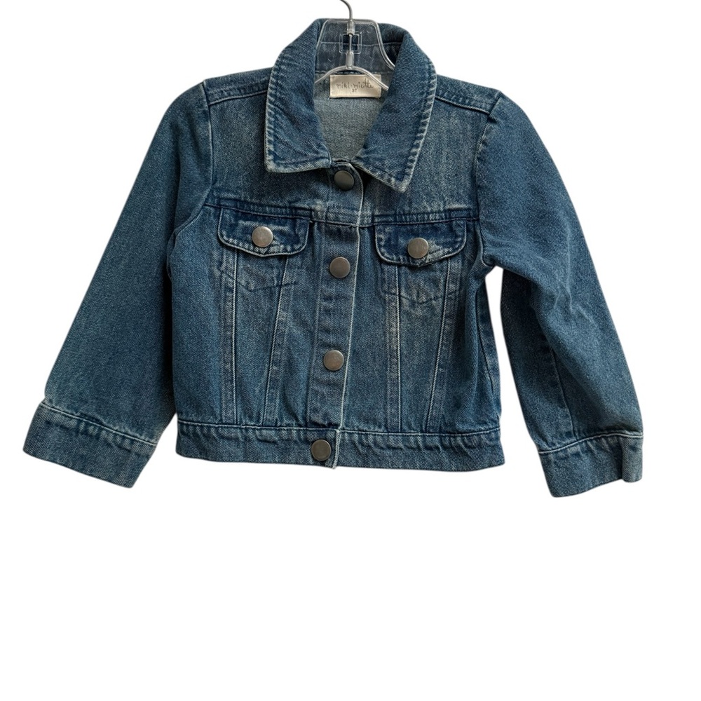 Miki Miette Kids Denim Jacket with Patches - Size 3T - Picture 2 of 7